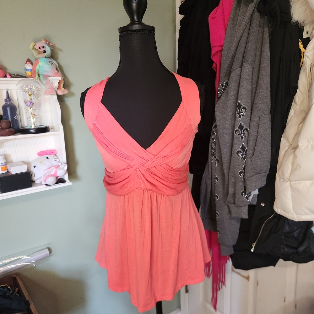 New York & Company Coral Flowy Tank Top